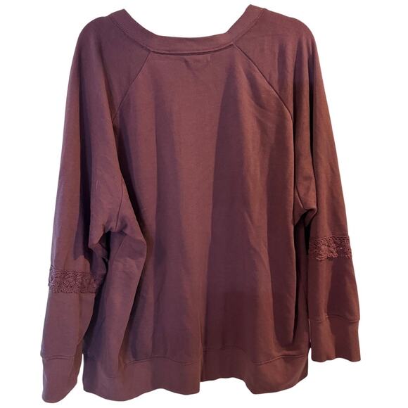 Maurices Lace Panel Pullover Sweatshirt Mauve Purple Size 2X - Picture 3 of 9